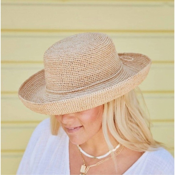 Scala Womens Crochet Raffi Crushable Handcrafted Packable Natural One Size Hat - Picture 3 of 9